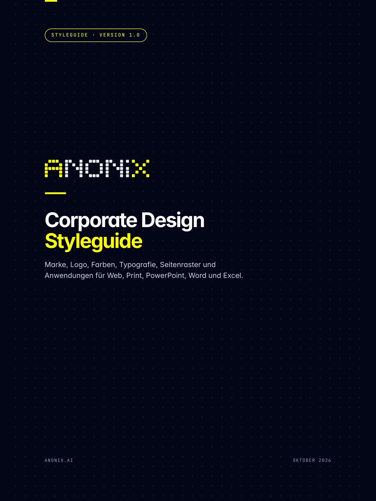 “Cover” page from the Anonix styleguide