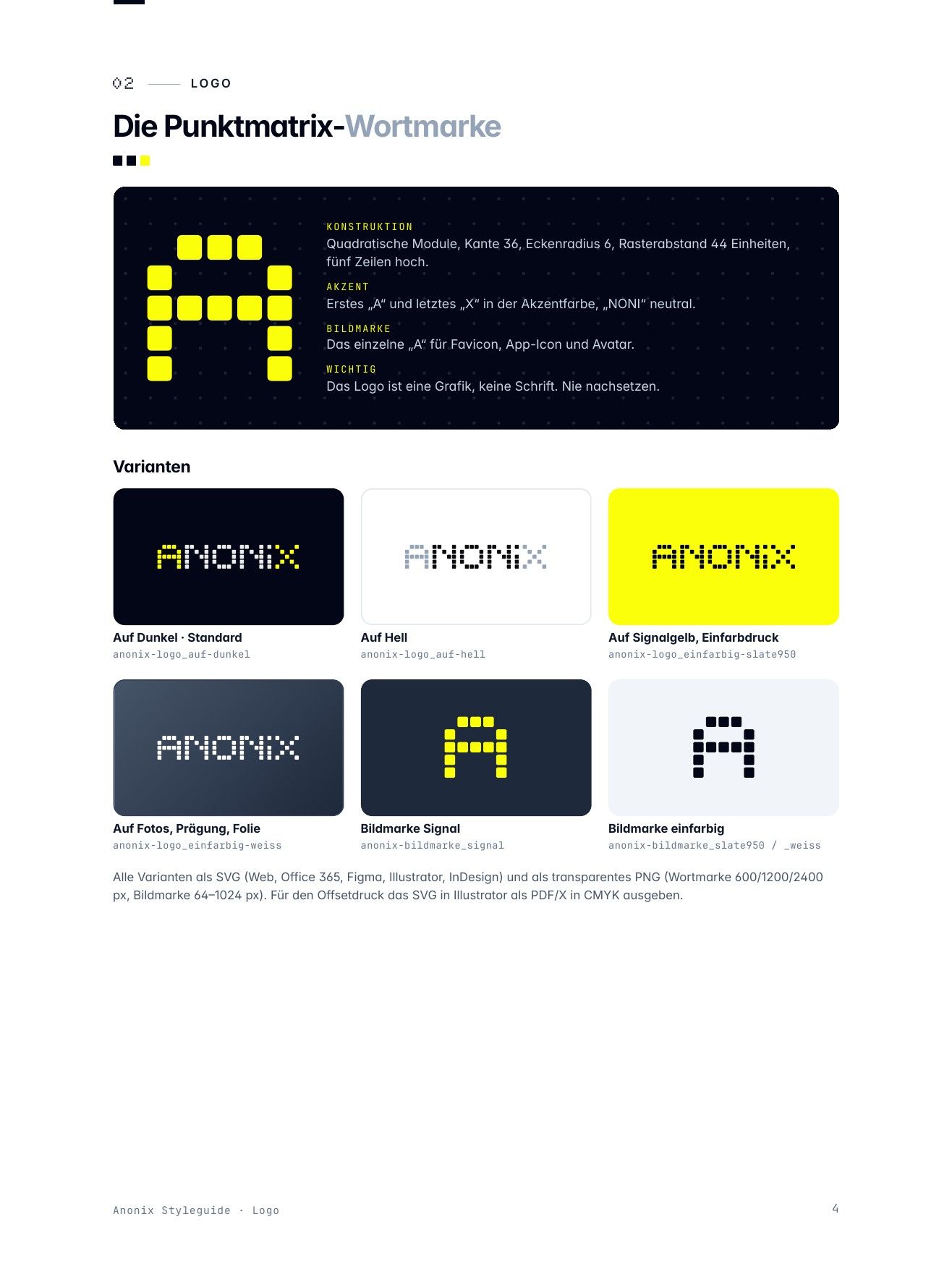 “Logo” page from the Anonix styleguide