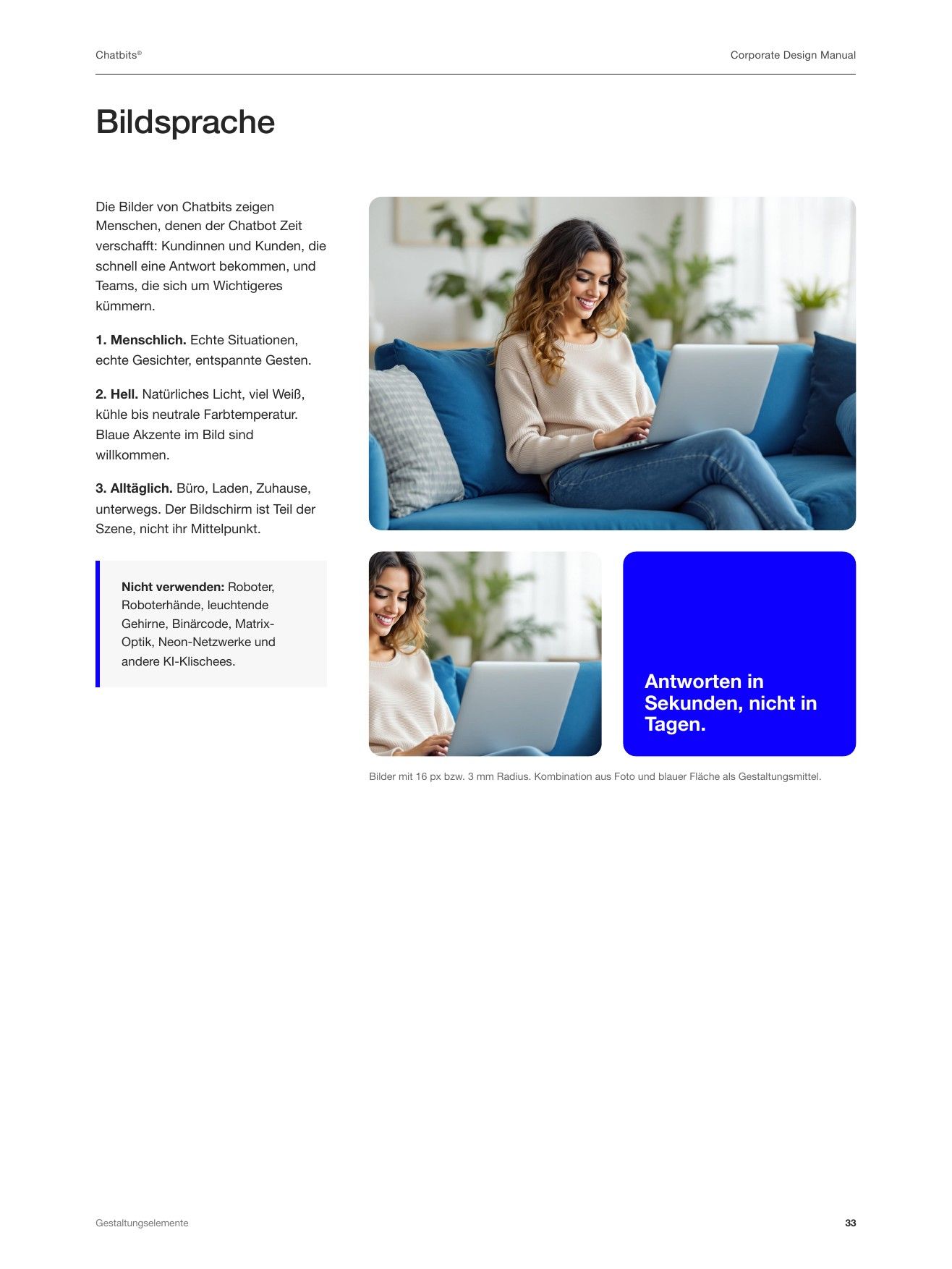 “Imagery” page from the Chatbits styleguide