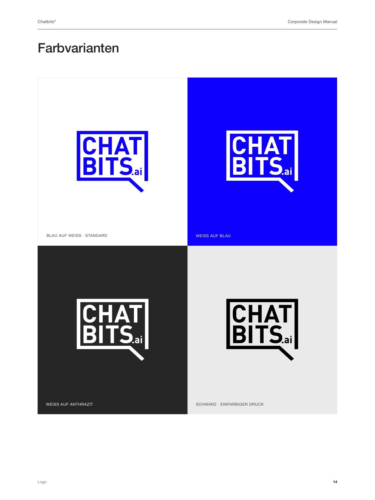 “Colour variants” page from the Chatbits styleguide